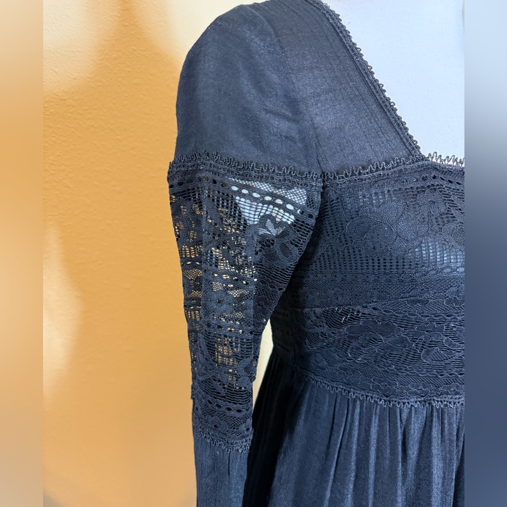 A Byer size 3 black gauze lace cottagecore dress - Picture 6 of 8